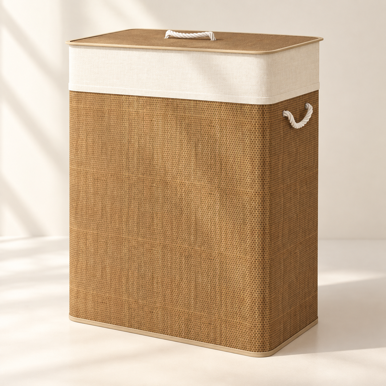 Bamboo double laundry hamper