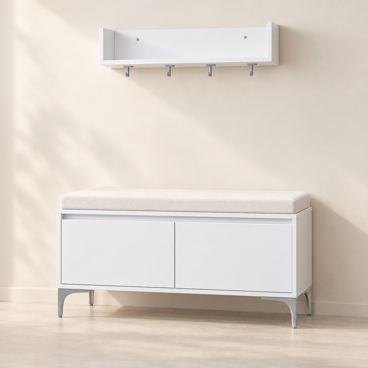 Entryway bench and wall-shelf set