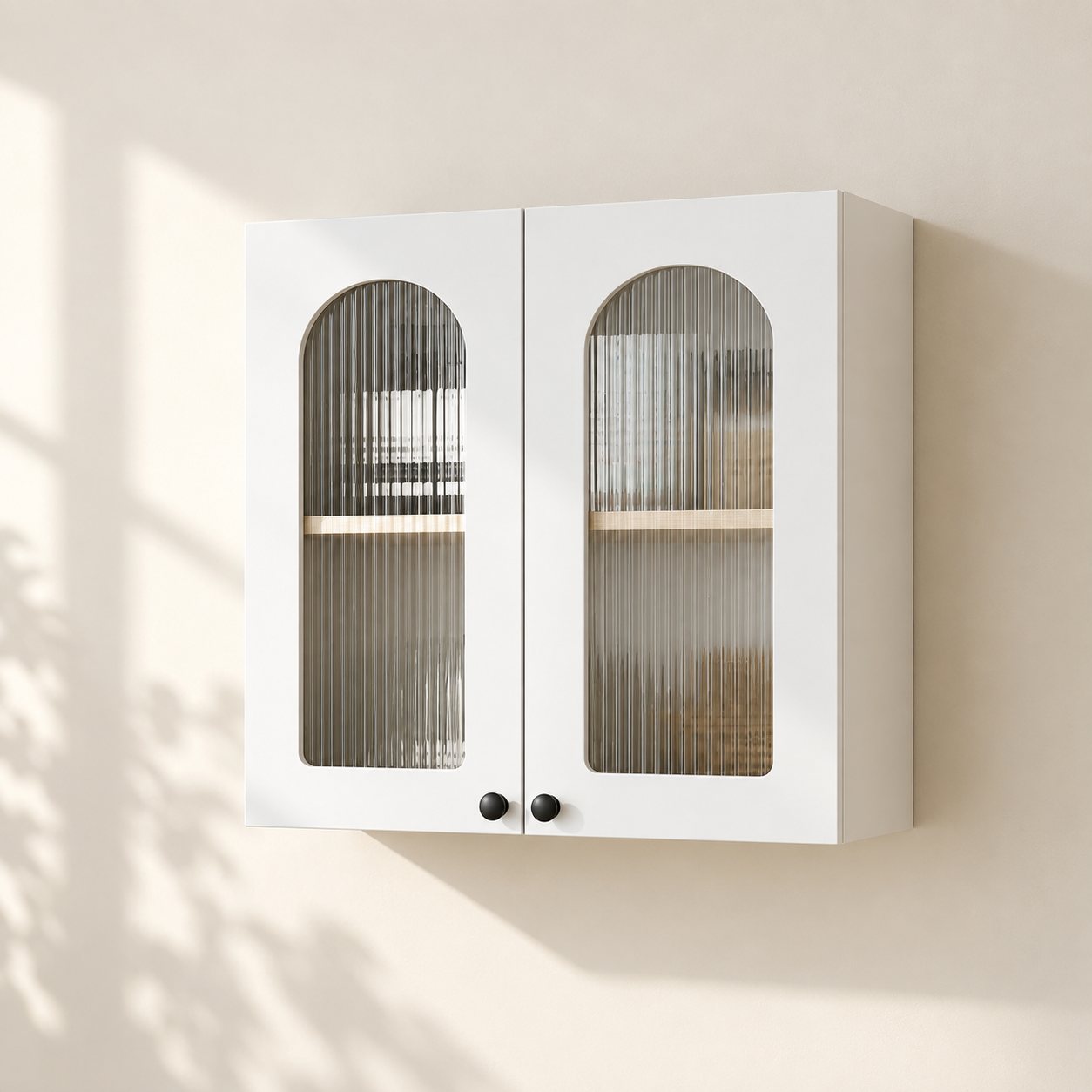 Arched glass wall cabinet